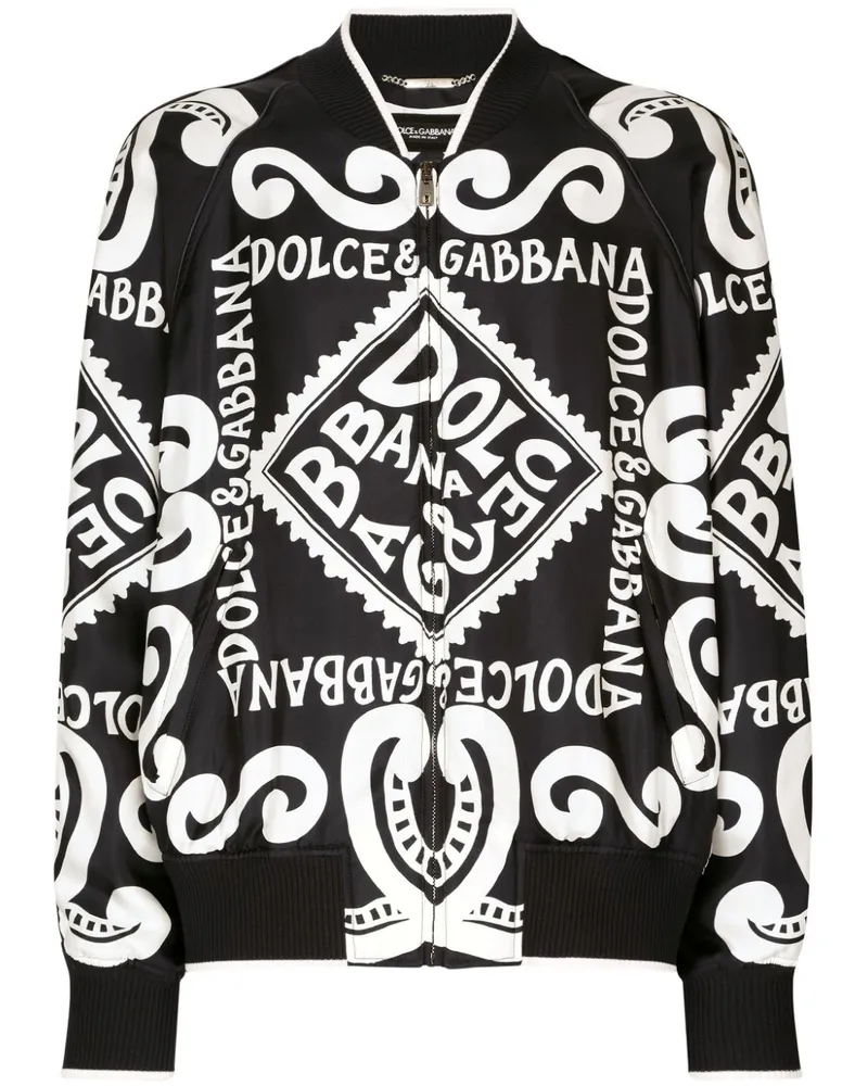 Dolce & Gabbana Bomberjacke aus Seide mit Logo-Print - Blau Blau