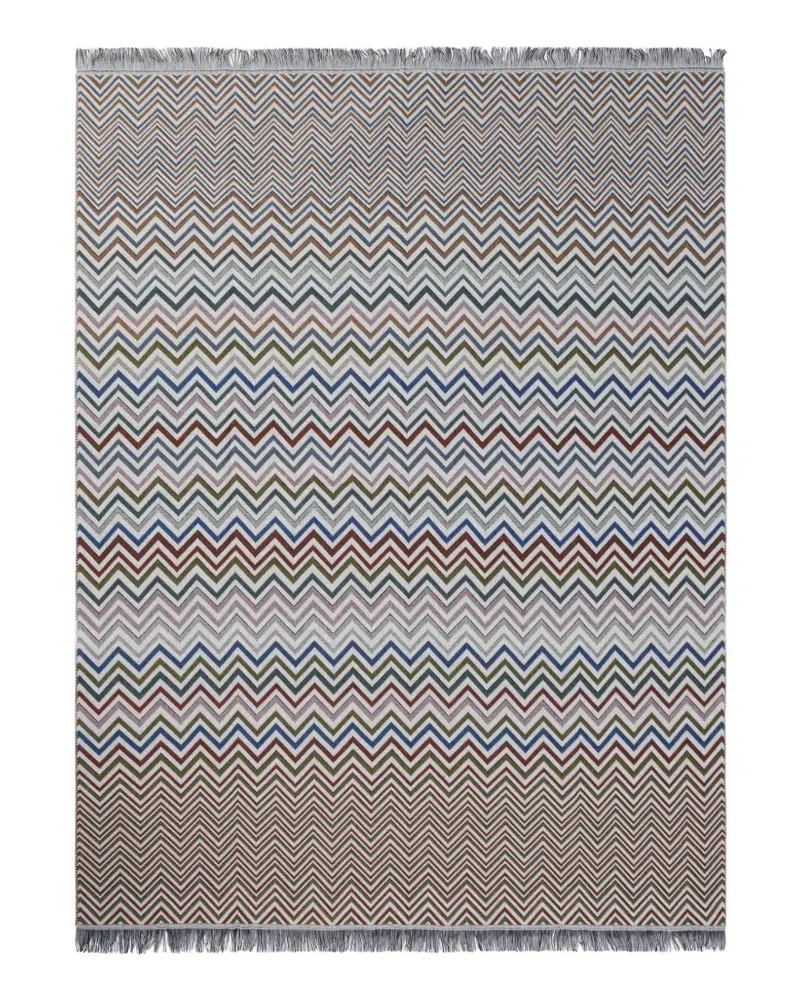 Missoni Home Antwan zigzag-knit fringed blanket - Nude Nude