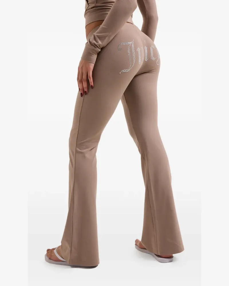 Juicy Couture diamanté-logo flared trousers - Nude Nude