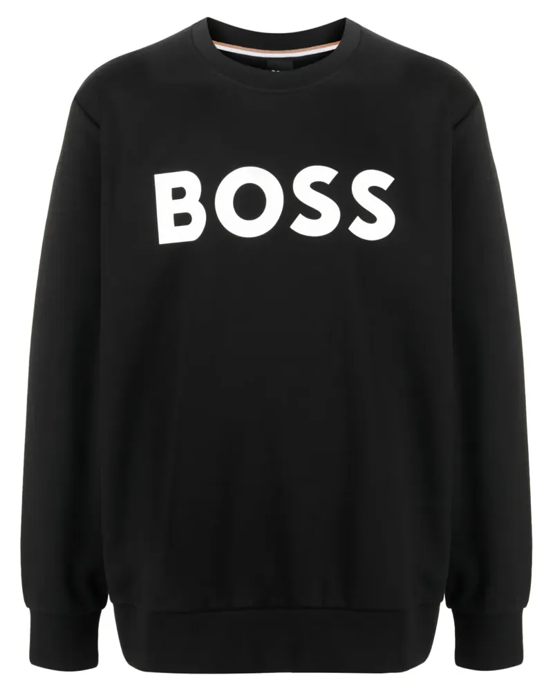 HUGO BOSS Sweatshirt mit beflocktem Logo - Schwarz Schwarz