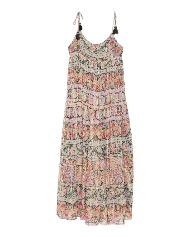 RIXO paisley-print tiered dress - Schwarz Schwarz