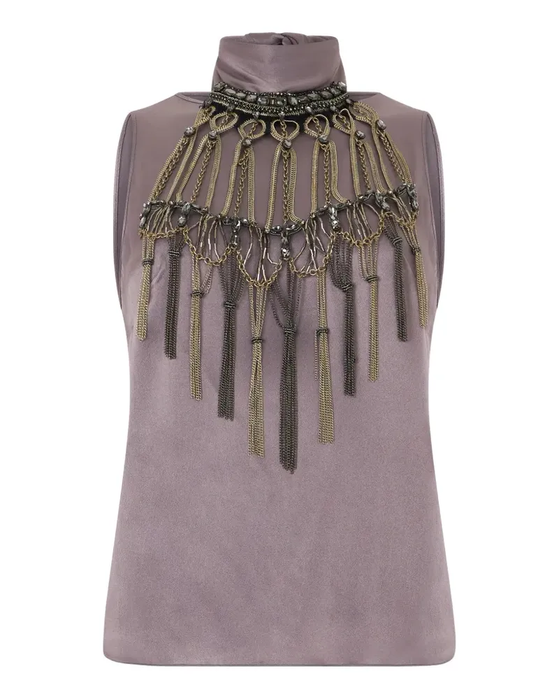 Alberta Ferretti Satintop mit Fransen-Detail - Violett Violett