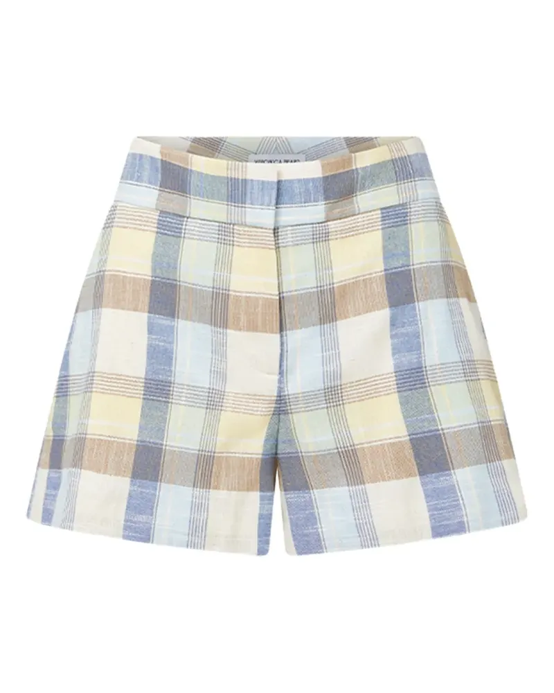 Veronica Beard Karierte Allen Mini-Shorts mit Falten - Blau Blau