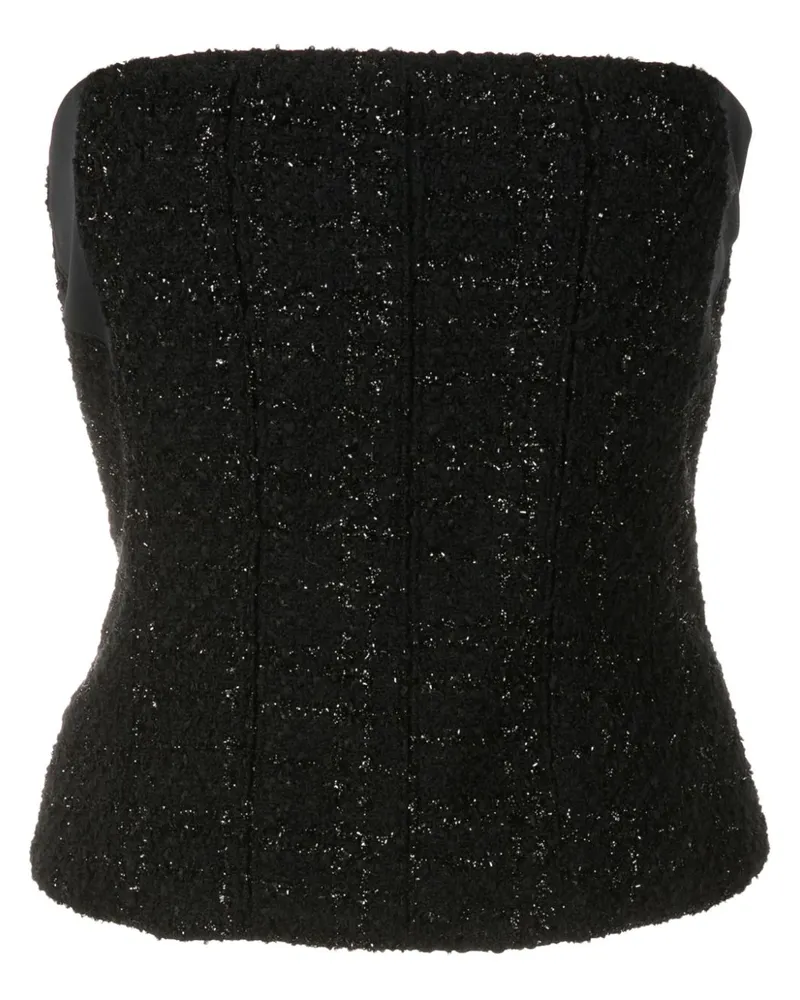 Gloria Coelho Schulterfreies Top mit Metallic-Karomuster - Schwarz Schwarz