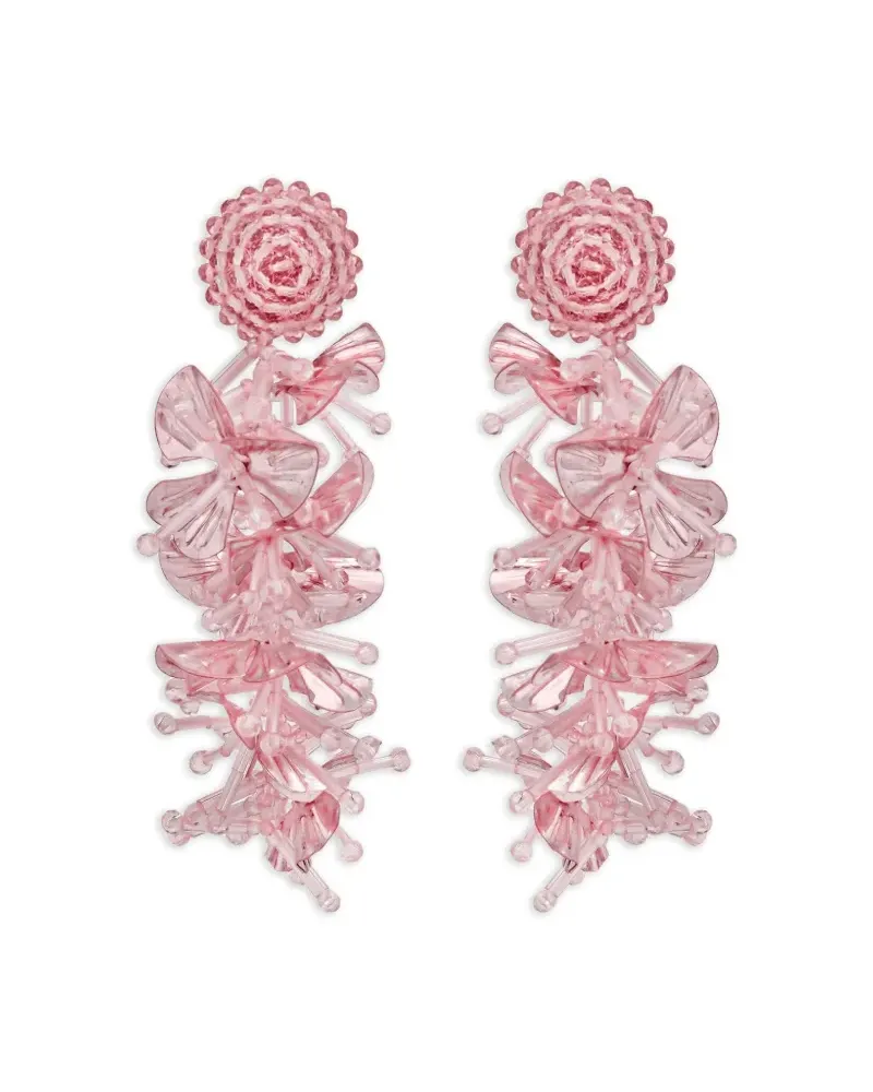 Oscar de la Renta Blumenohrringe mit Pailletten - Rosa Rosa