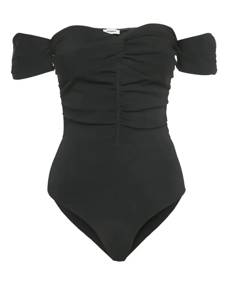 Sandro ruched off-the-shoulder bodysuit - Schwarz Schwarz