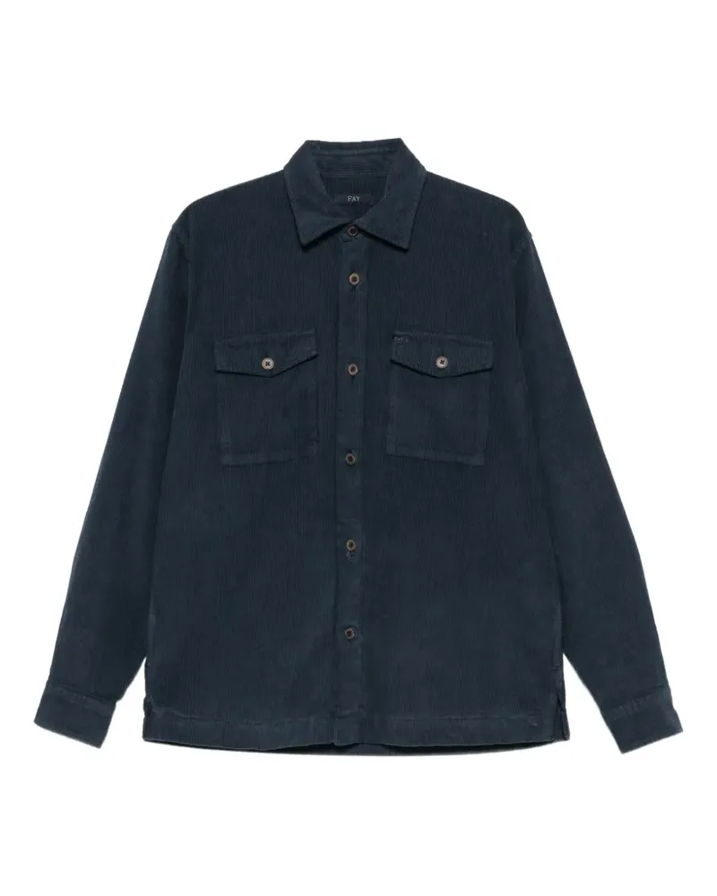 Fay Hemd mit Cord-Struktur und Taschendetail - Blau Blau