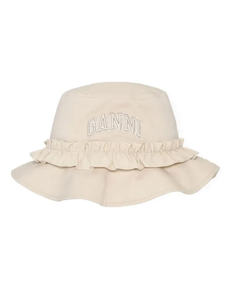 Ganni Fischerhut mit Logo-Stickerei - Weiß Weiß