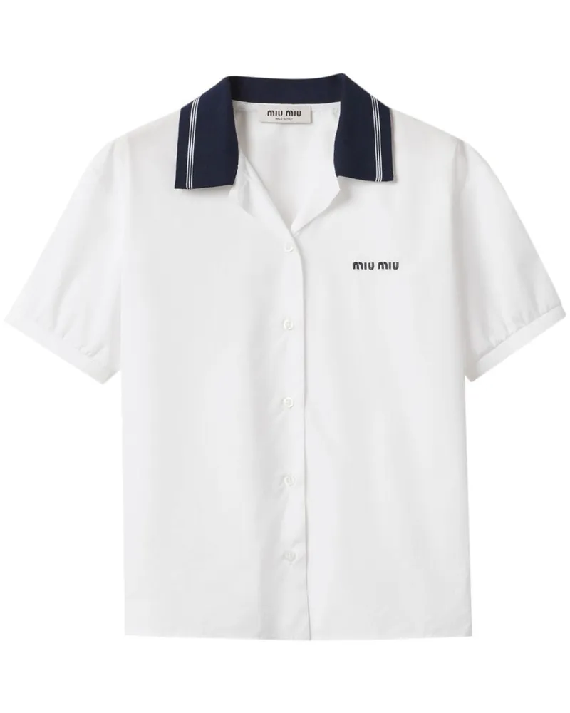 Miu Miu Popeline-Hemd mit Logo Weiß