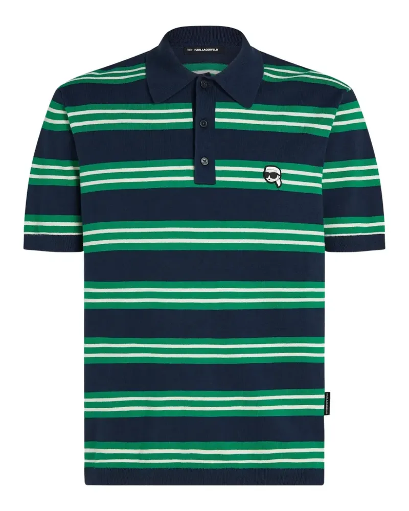 Karl Lagerfeld Gestreiftes Poloshirt mit Ikon-Patch - Blau Blau