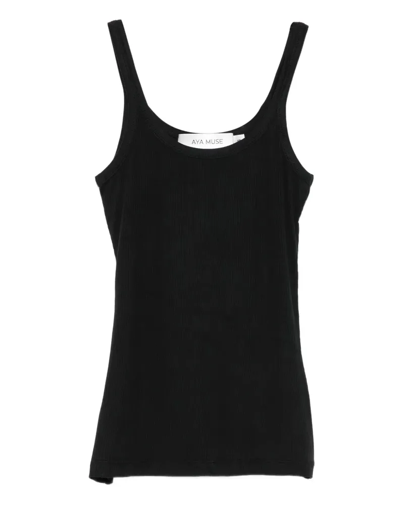 Aya Muse Fein geripptes Trägershirt - Schwarz Schwarz