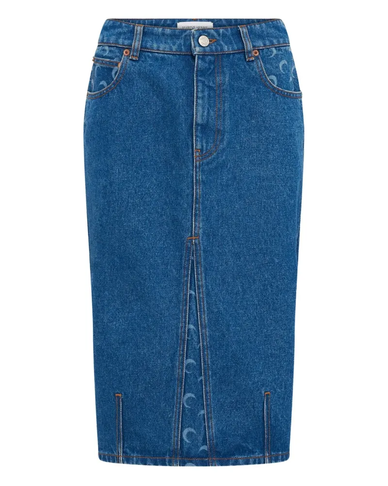 Marine Serre Moon Laser denim midi skirt - Blau Blau