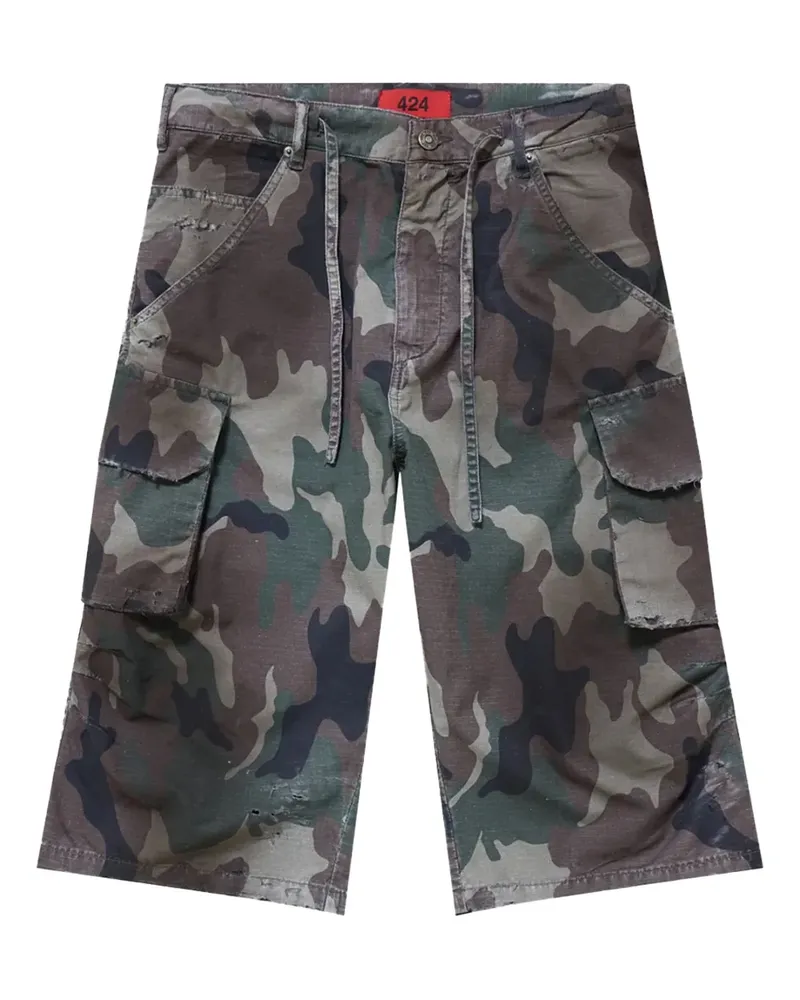 FourTwoFour on Fairfax Cargo-Shorts mit Camouflage-Print - Grün Grün