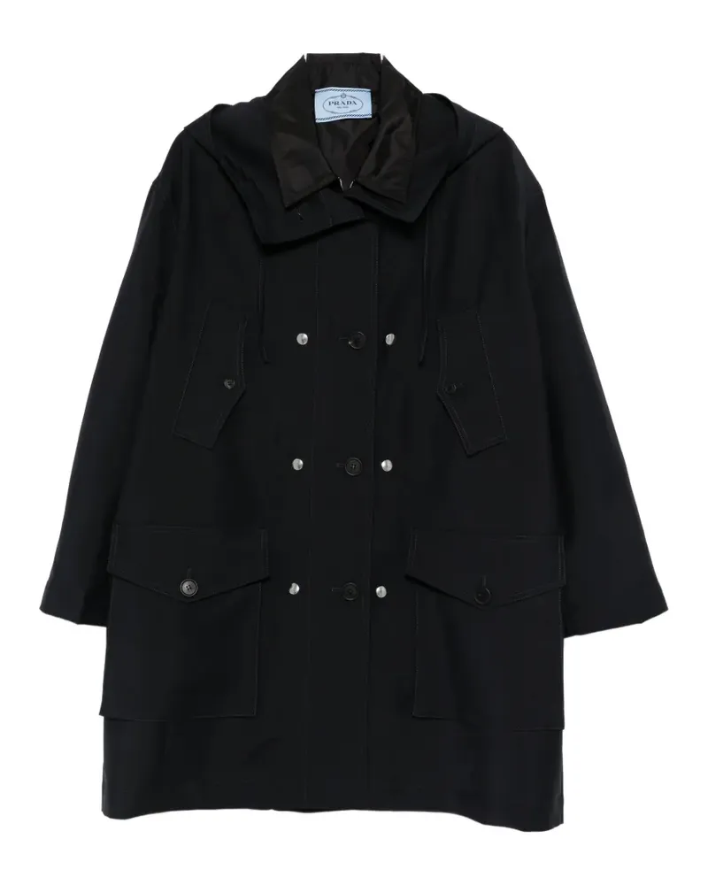 Prada double-breasted hooded coat - Blau Blau