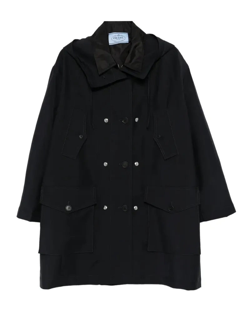 Prada double-breasted hooded coat - Blau Blau