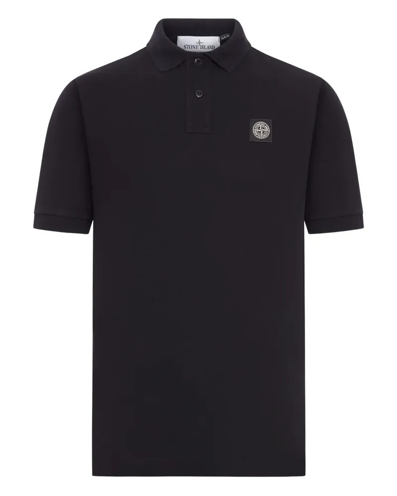Stone Island Poloshirt mit Logo-Patch - Schwarz Schwarz