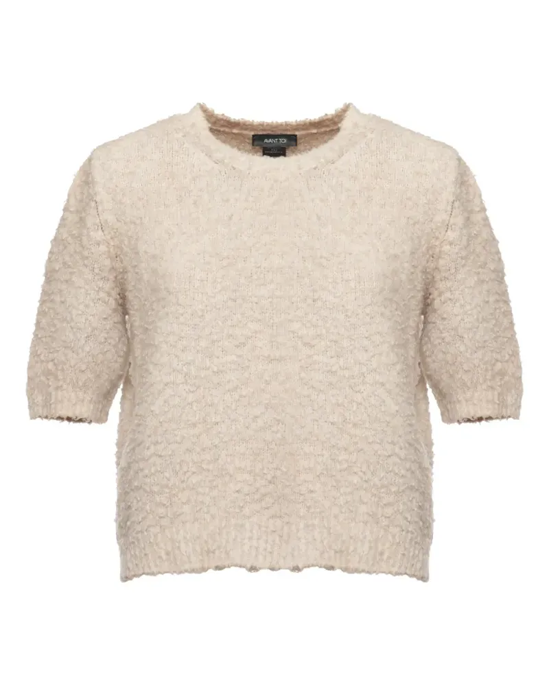 Avant Toi bouclé-knit short-sleeve sweatshirt - Nude Nude