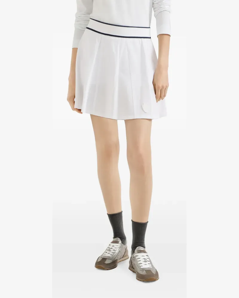 Brunello Cucinelli stretch-cotton piqué mini skirt with logo - Weiß Weiß