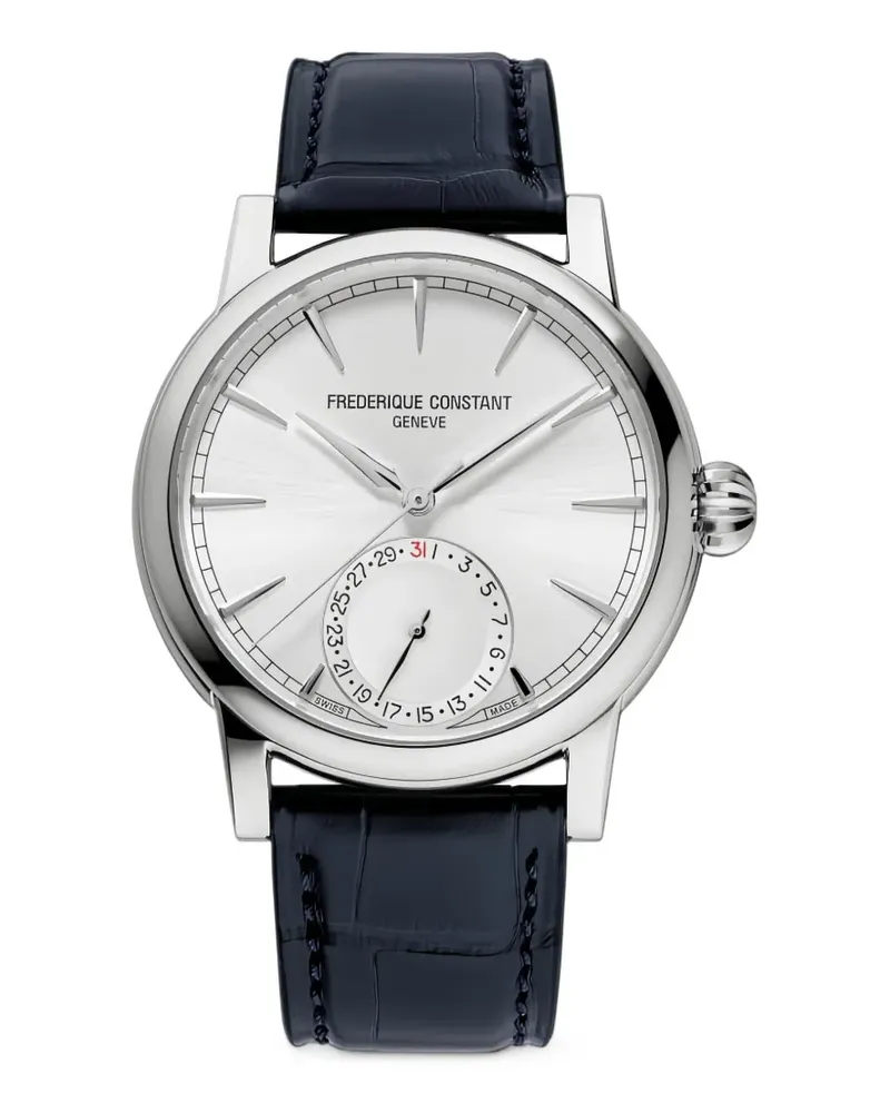 Frédérique Constant Classic Armbanduhr mit Kroko-Effekt 40mm - Silber Silber