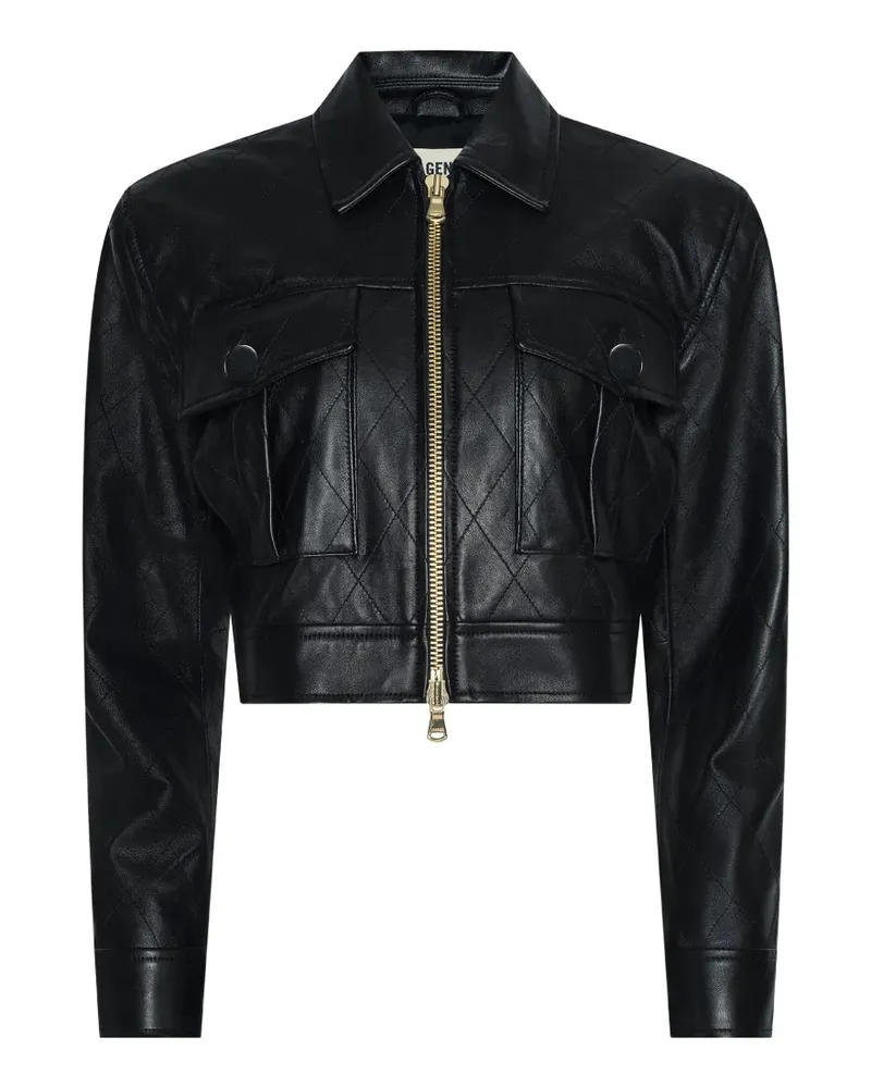L'Agence Micah oversized leather jacket - Schwarz Schwarz