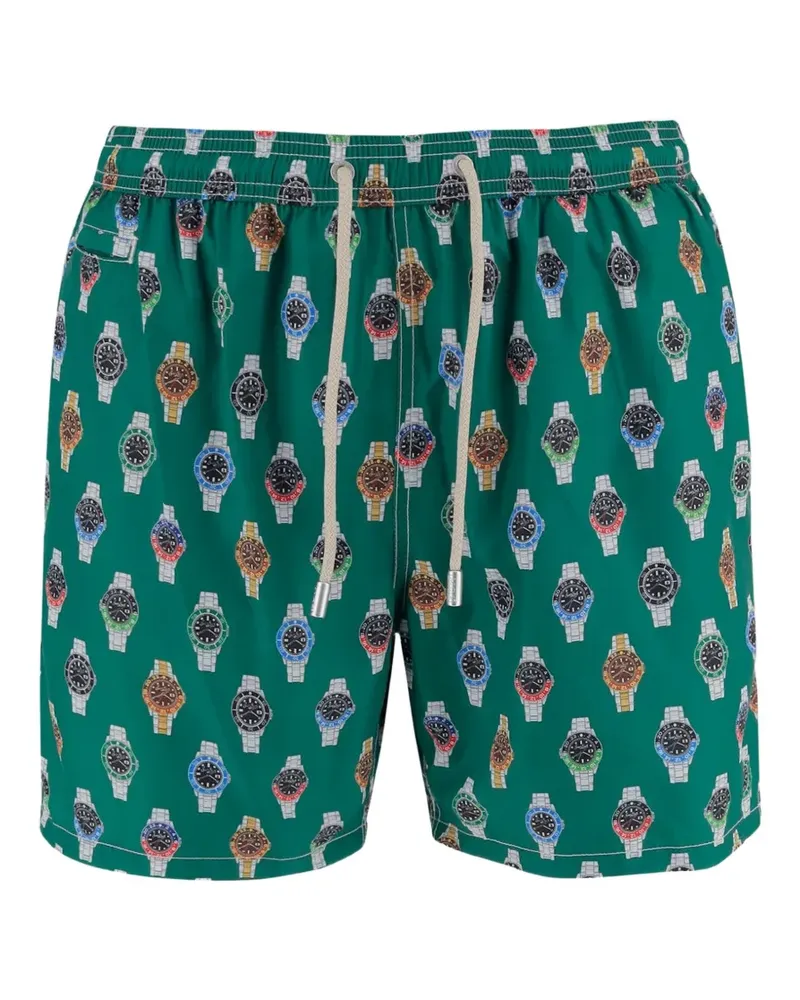 MC2 Saint Barth Lighting watch-print swim shorts - Grün Grün