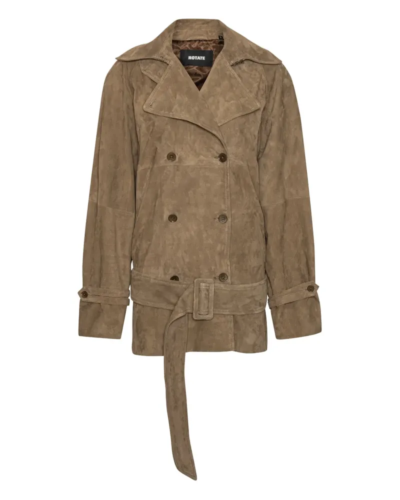 ROTATE Birger Christensen belted oversize suede jacket - Braun Braun