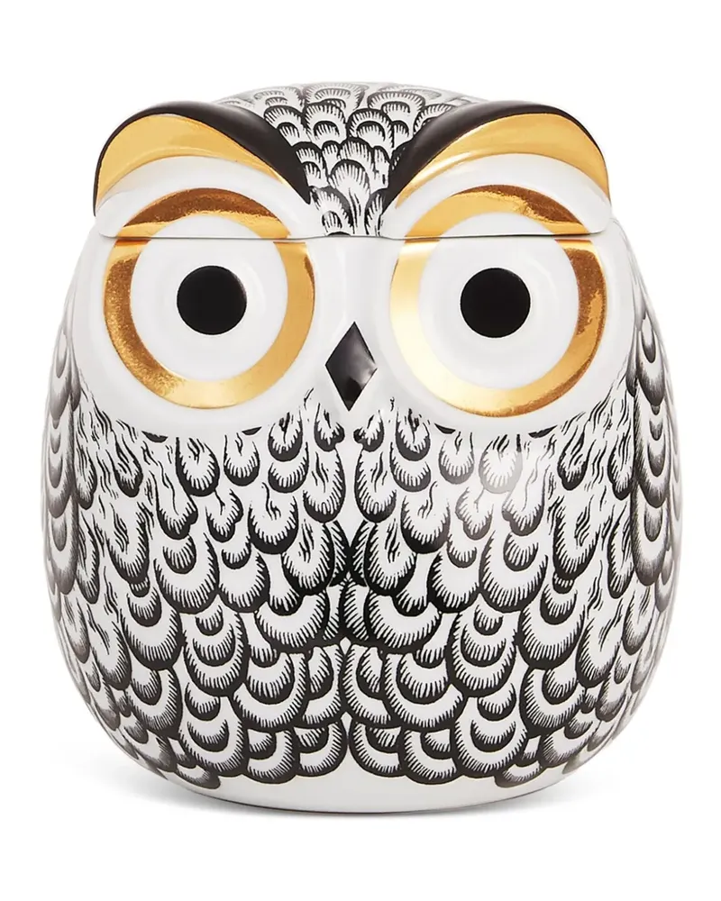 Fornasetti Dose mit Eulen-Print - Weiß Weiß