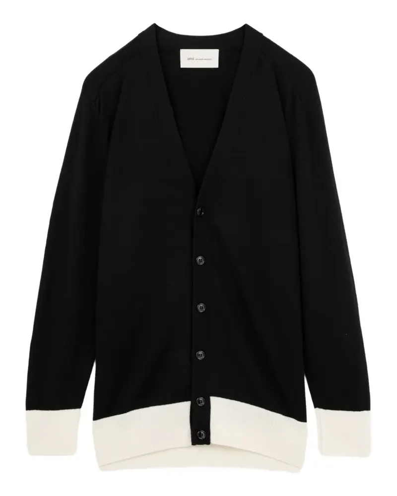 AMI Paris colour-block V-neck cardigan - Schwarz Schwarz