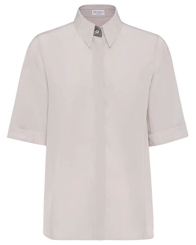 Brunello Cucinelli Seidenhemd mit Monili-Perlen - Rosa Rosa