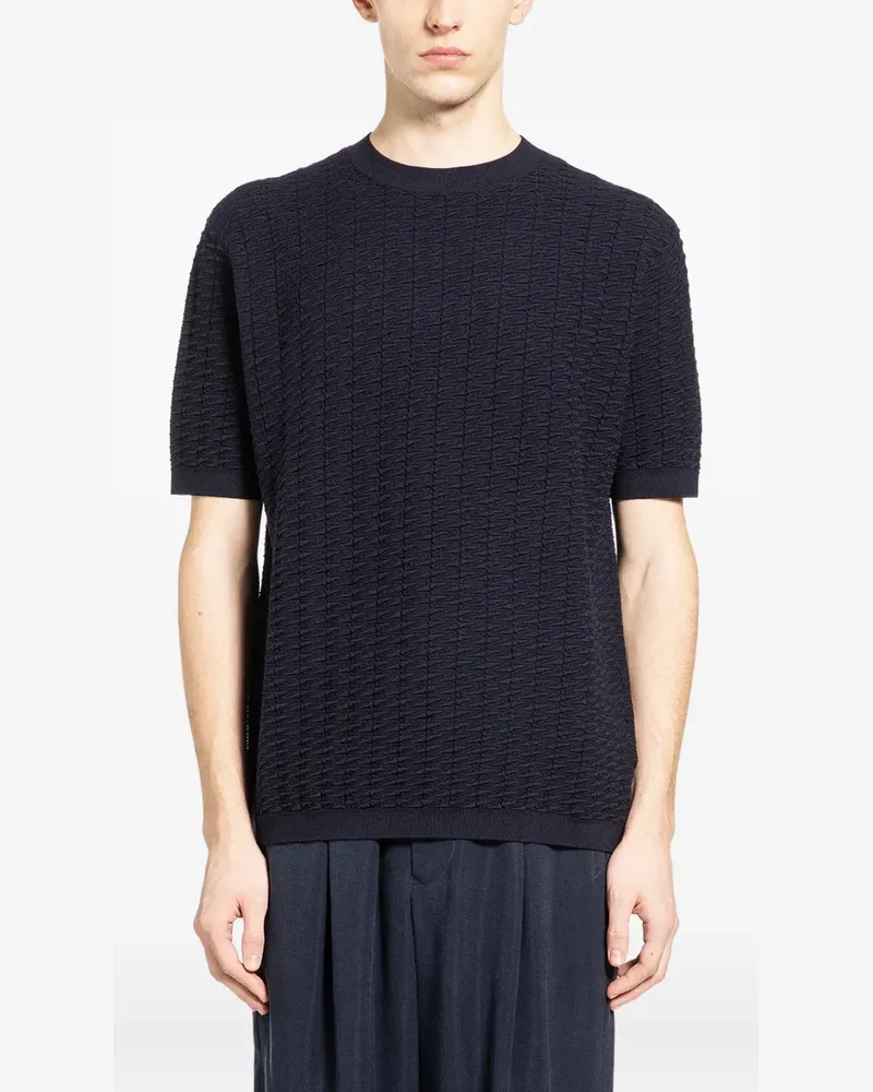 Giorgio Armani Strukturiertes Strick-T-Shirt - Blau Blau