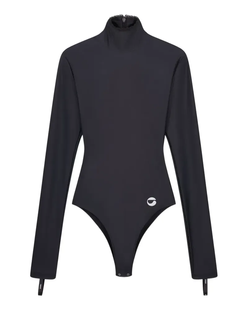 COPERNI Stehkragen-Body mit Spitzenbesatz - Schwarz Schwarz