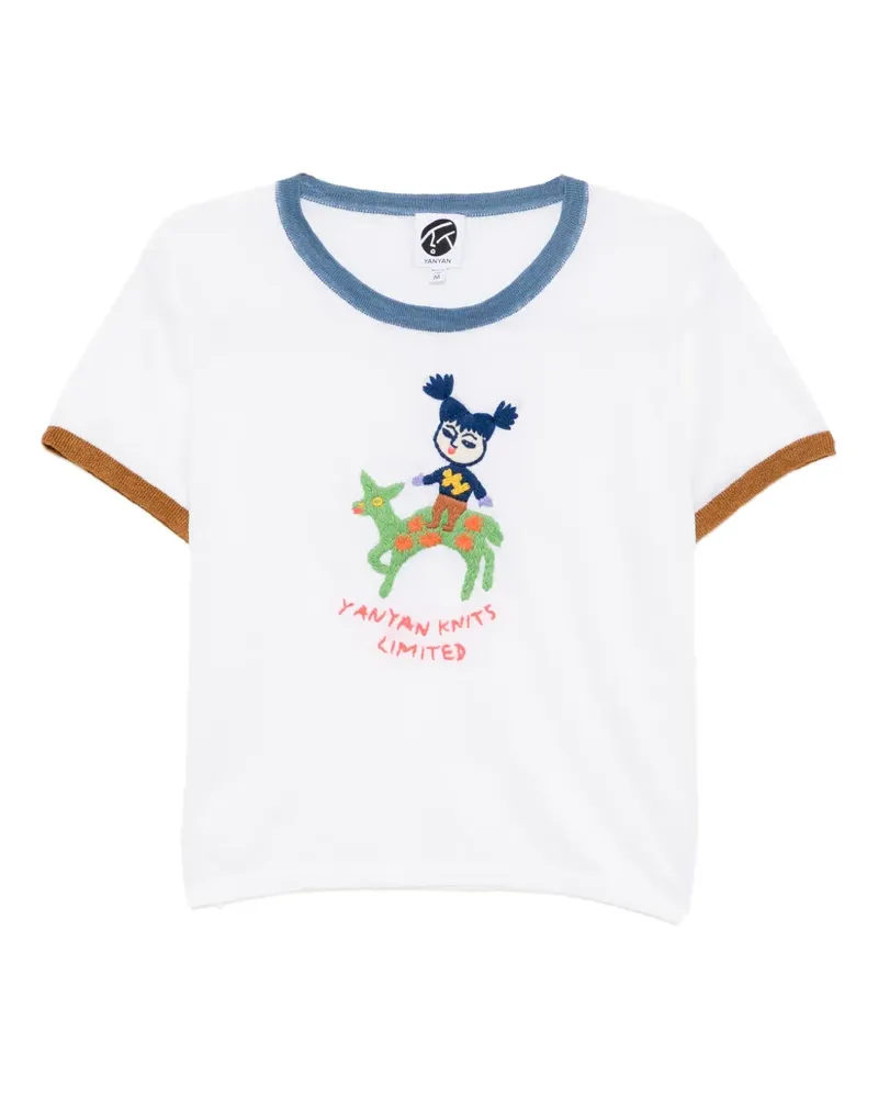 YANYAN KNITS Campus T-Shirt - Weiß Weiß