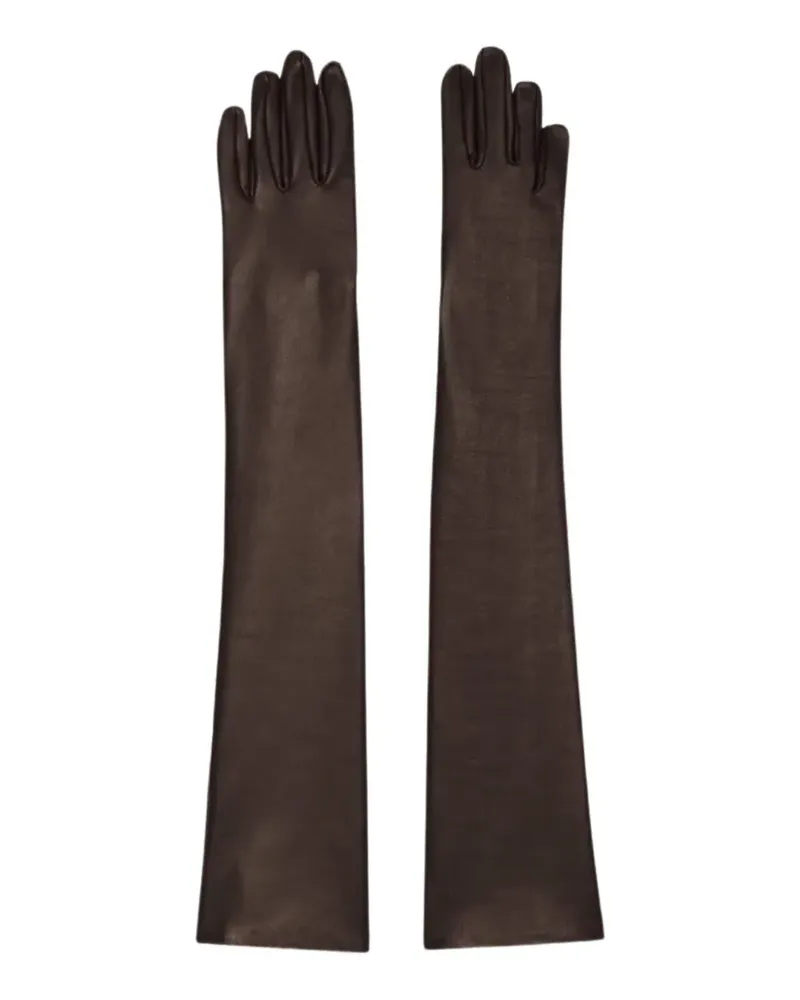 FRANKIE Shop Lange Veneto Handschuhe - Braun Braun