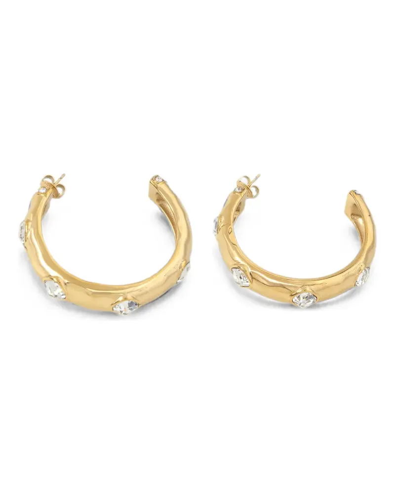 Guess Mamounia crystal-embellished hammered hoop earrings - Gold Gold