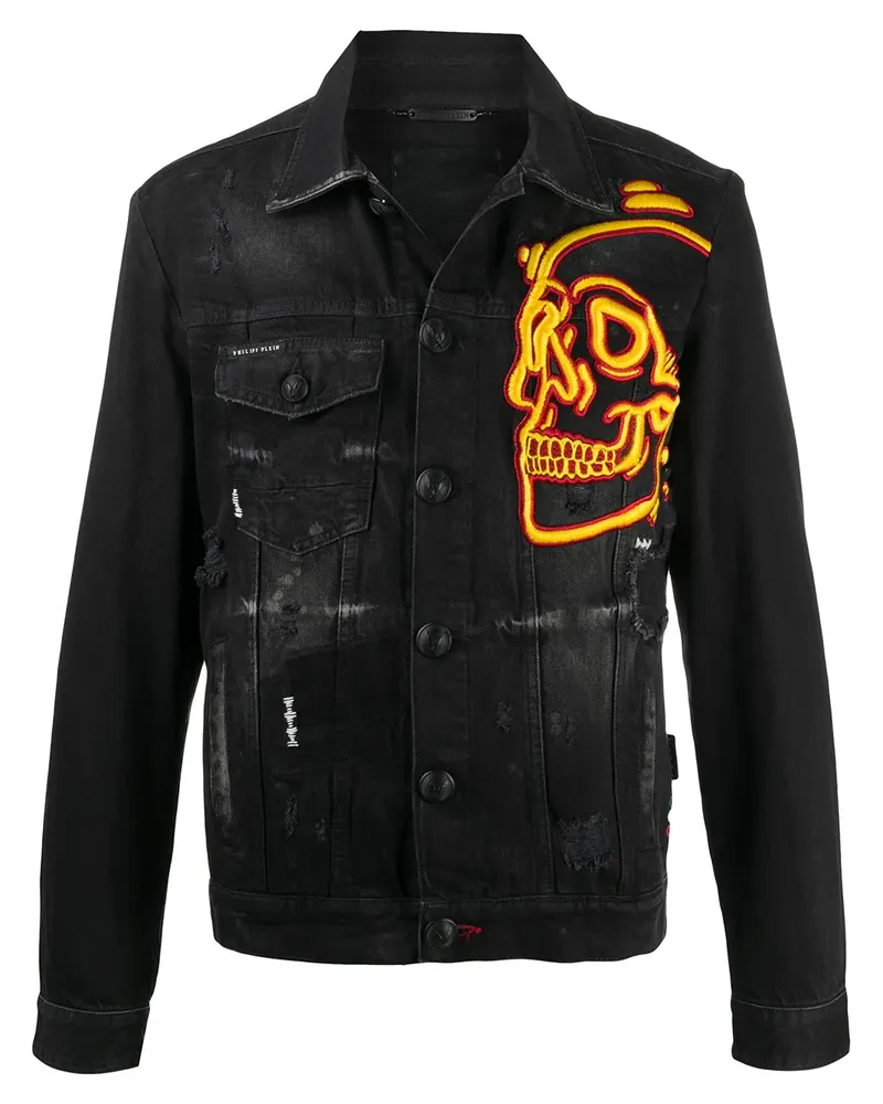 Philipp Plein Bomberjacke mit Totenkopf - Schwarz Schwarz