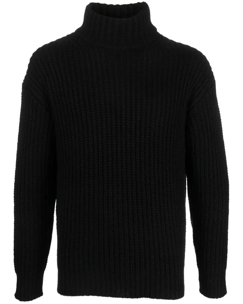 Roberto Collina Grob gestrickter Rollkragenpullover Schwarz