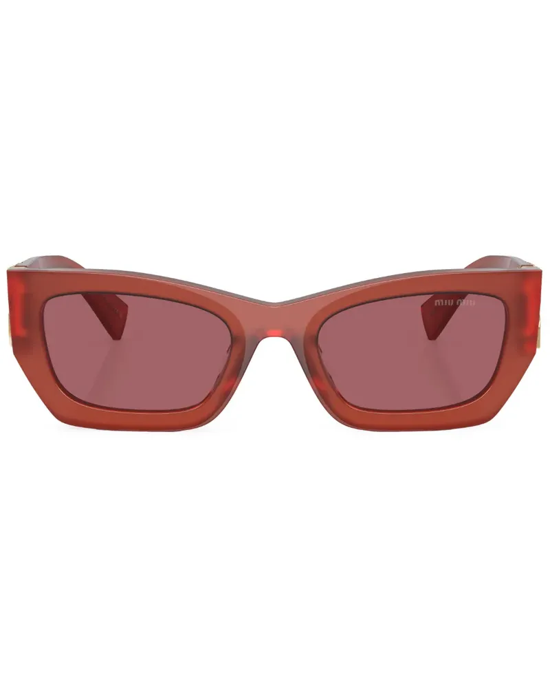 Miu Miu Eckige Sonnenbrille mit Logo - Rot Rot
