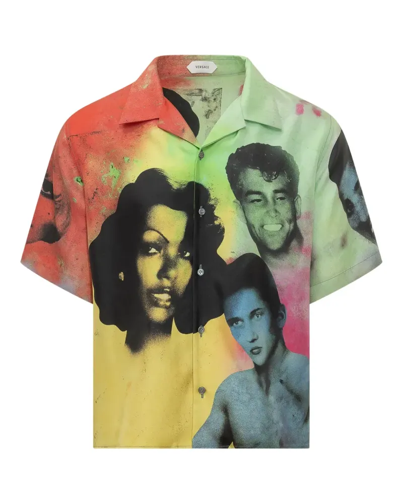 Versace short-sleeved printed silk shirt - Gelb Gelb