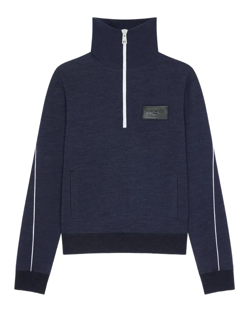 Givenchy Sweatshirt aus Wolle mit  Paris-Patch - Blau Blau