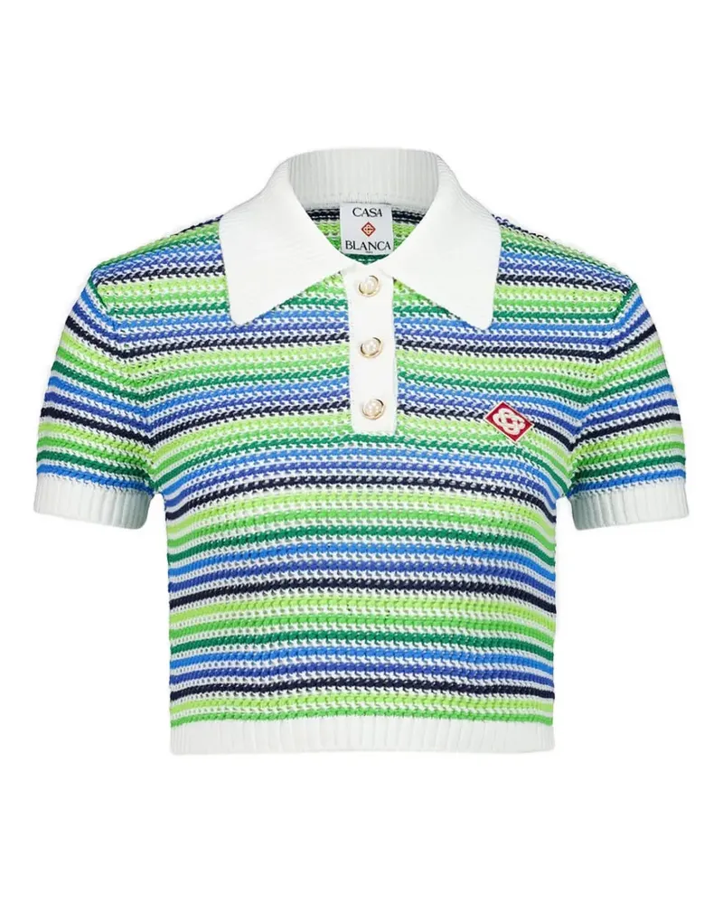 Casablanca Paris striped button-up polo shirt - Grün Grün