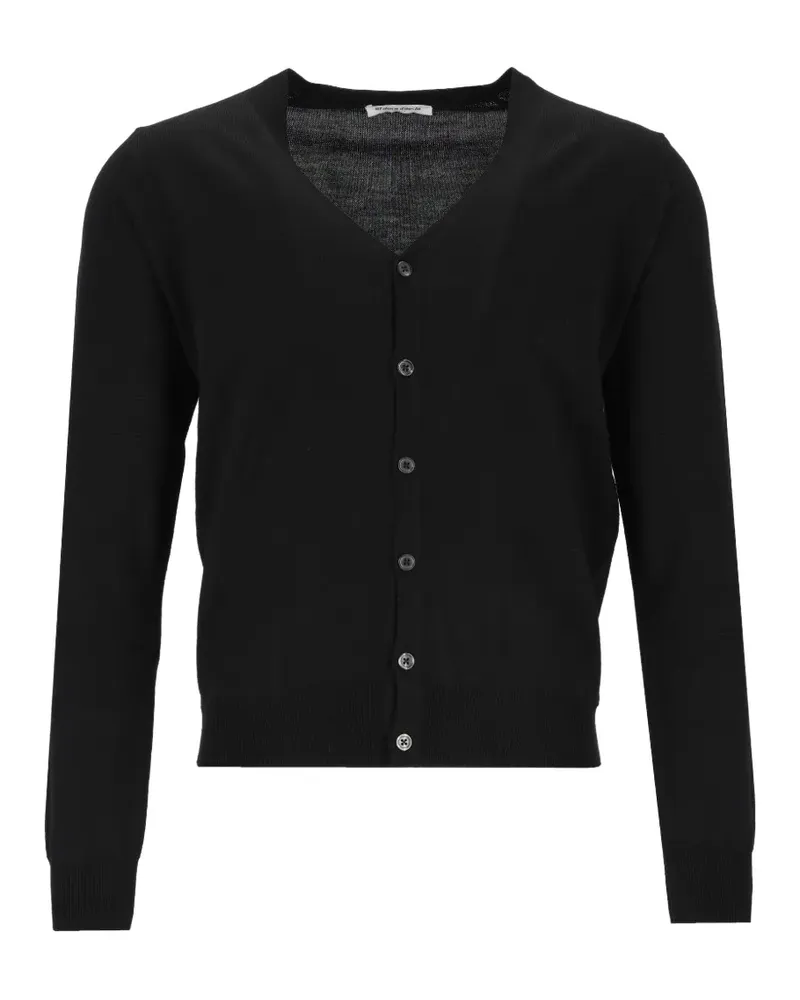 Al Duca D’Aosta 1902 fine-knit V-neck cardigan - Schwarz Schwarz