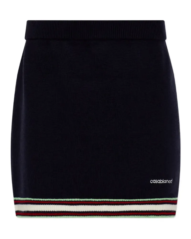 Casablanca Paris logo-embroidered striped-trim skirt - Blau Blau