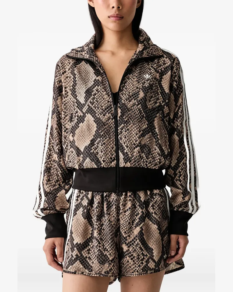 adidas satin snake-print Firebird track jacket - Nude Nude