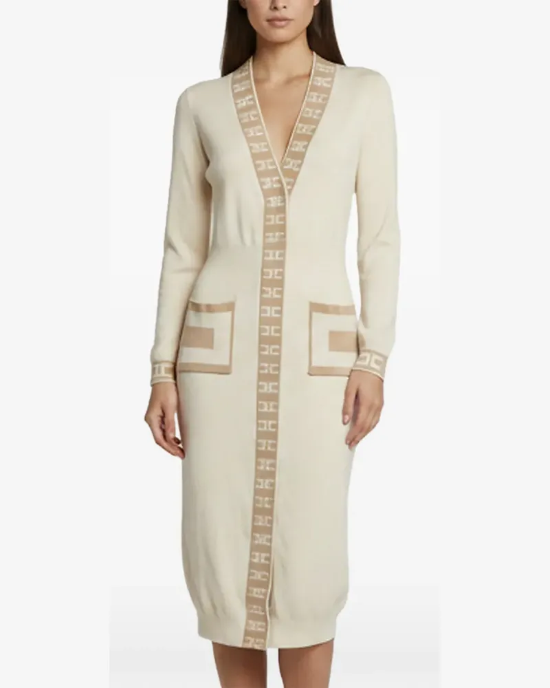 Elisabetta Franchi monogram-trim dress - Nude Nude
