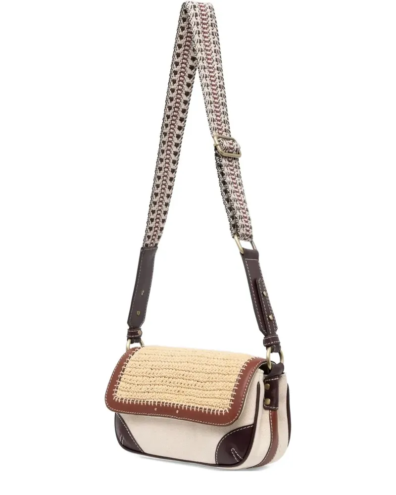 Sessùn Satchel-Tasche aus Leder mit Strohdetail - Nude Nude