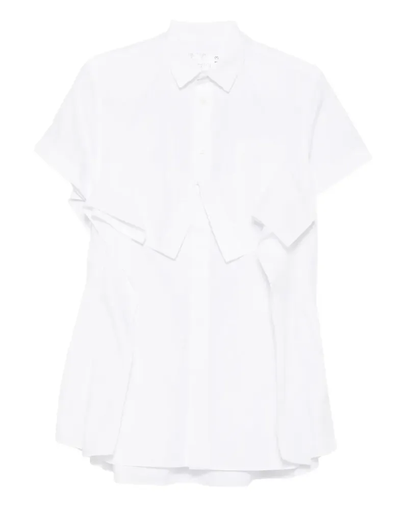 Sacai ruffled-detail short-sleeve mini dress - Weiß Weiß
