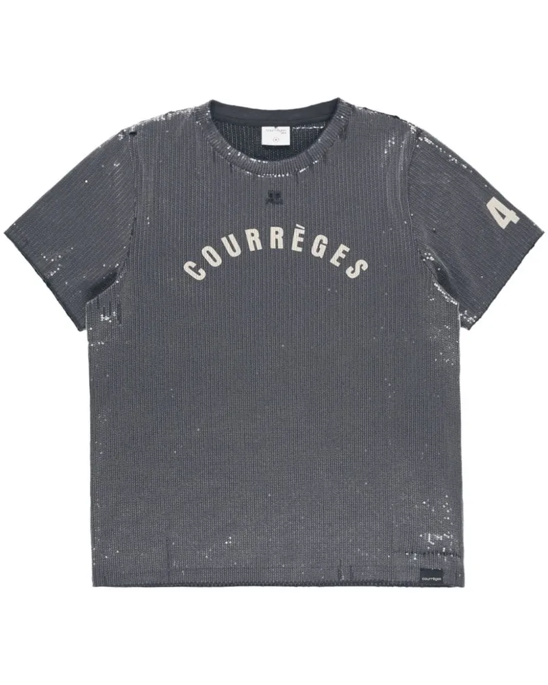 Courrèges T-Shirt im Distressed-Look - Grau Grau