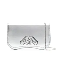 Alexander McQueen Clutch im Metallic-Look Silber