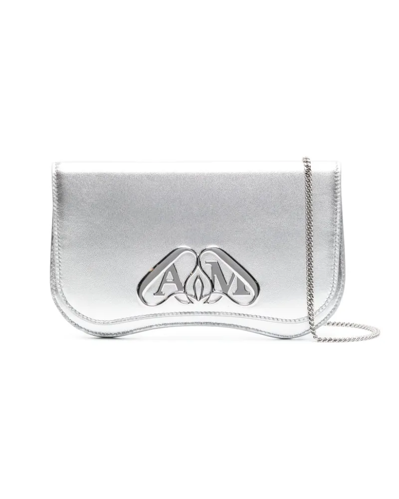 Alexander McQueen Clutch im Metallic-Look Silber