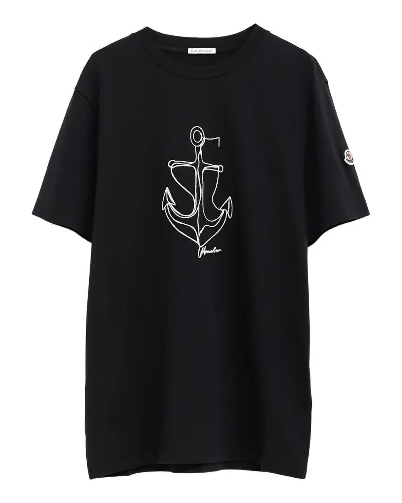 Moncler embroidered anchor crewneck t-shirt - Schwarz Schwarz